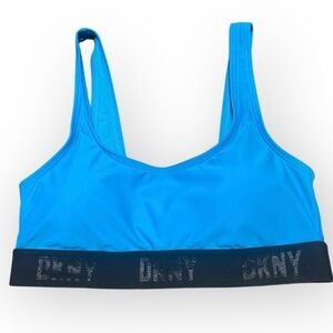 DKNY Blue & Black Swim Top Size M NWT | Colorblock Bikini Top